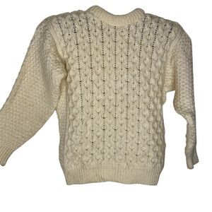 Vintage Stewarts Sweater Wool Cable Knit Fishermans Crewneck Youth Size 7-8